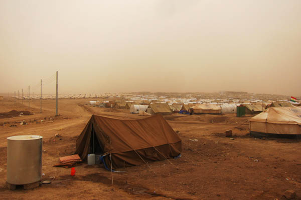 Dusty day in Domiz Refugee Camp for Syrians, Iraq